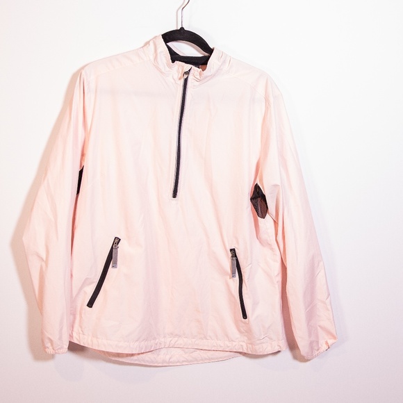 Nike Women's Lightweight Quarter Zip Pullover Windbreaker Jacket Pink Black L - Picture 1 of 4